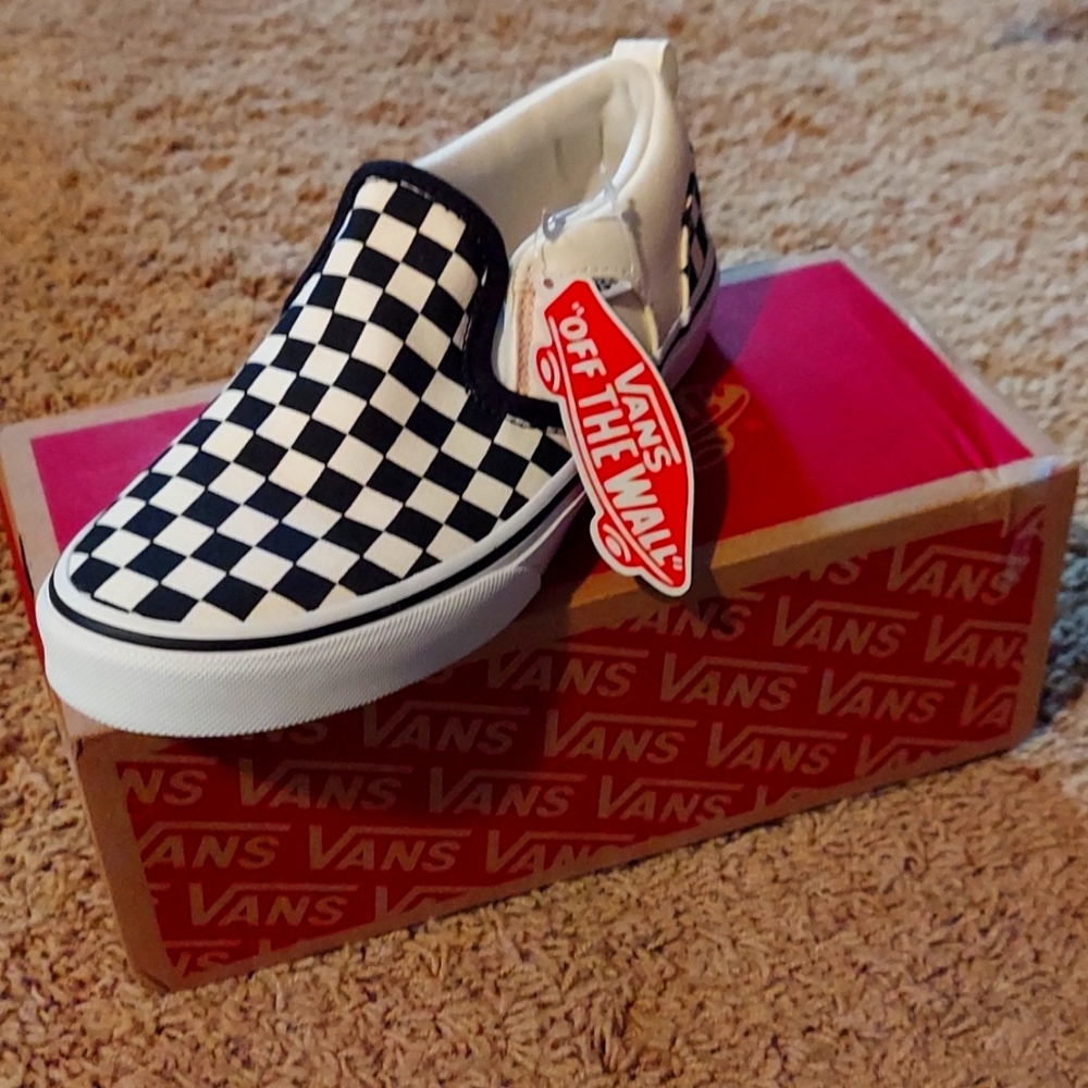 Youth checker Vans slip ons